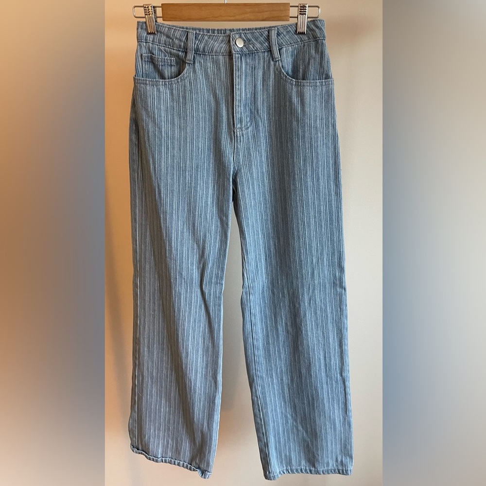 LE LIS Womens Wide Leg Striped Jeans S